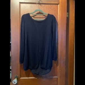 New navy blue slit back top